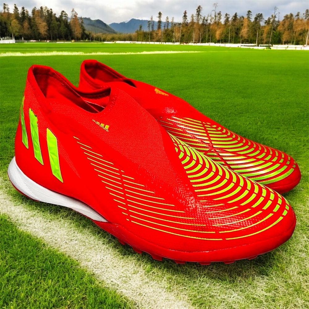 Adidas Men's Predator Edge.3 Football Cleats Sol Red/Green GW1000 Size 8.5
